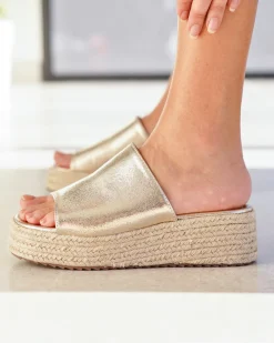 Hot Casual Mode Sandale femme compensée dée - Ebony Or