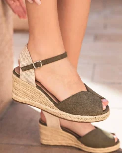 Hot Casual Mode Sandale femme compensée - Mona Kaki
