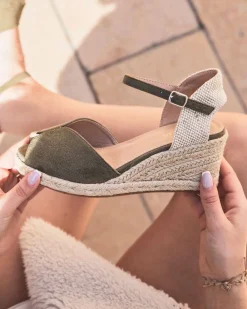 Hot Casual Mode Sandale femme compensée - Mona Kaki