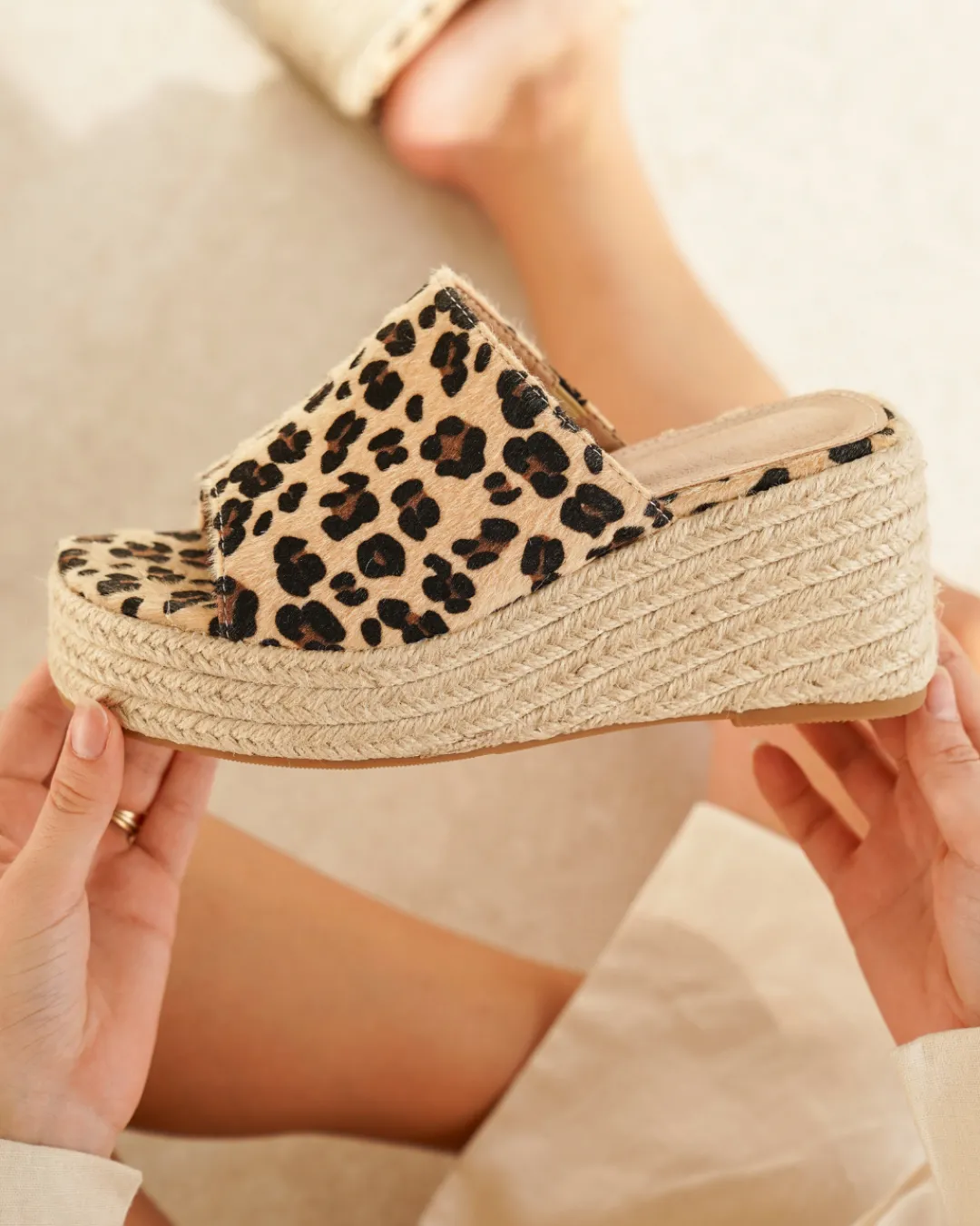 Outlet Casual Mode Sandale femme compensée léopard - Pascale Leopard