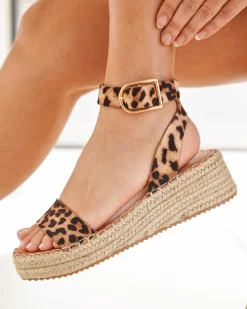 Hot Casual Mode Sandale femme compensée léopard - Fabiola Leopard