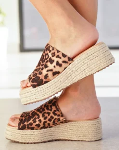 Online Casual Mode Sandale femme compensée léopard - Ebony Leopard