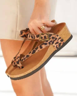 Hot Casual Mode Sandale femme compensée mule léopard - Basma Leopard