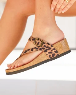 Hot Casual Mode Sandale femme compensée mule léopard - Basma Leopard