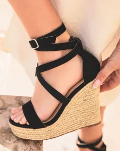 Online Casual Mode Sandale femme compensée - Jennifer Noir