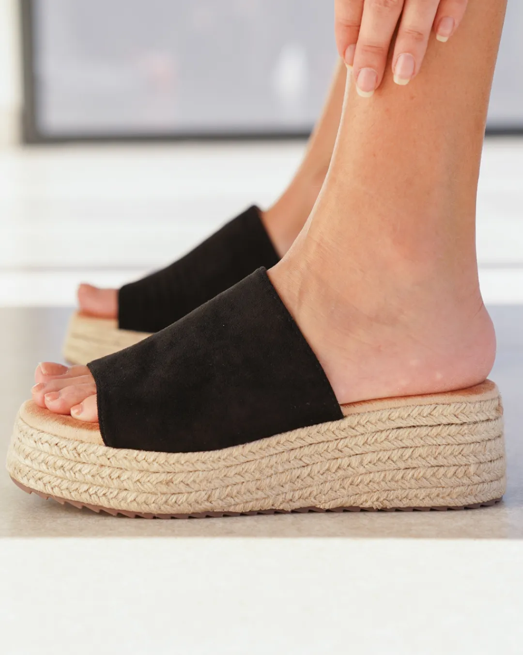 Best Casual Mode Sandale femme compensée e - Ebony Noir