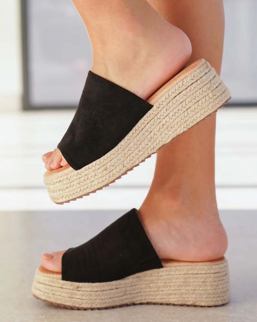 Best Casual Mode Sandale femme compensée e - Ebony Noir