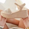New Casual Mode Sandale femme compensée - Daisy Taupe