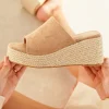 Outlet Casual Mode Sandale femme compensée - Pascale Taupe