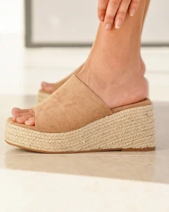 Outlet Casual Mode Sandale femme compensée - Pascale Taupe