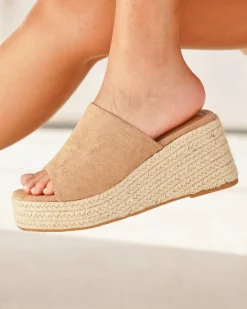 Outlet Casual Mode Sandale femme compensée - Pascale Taupe