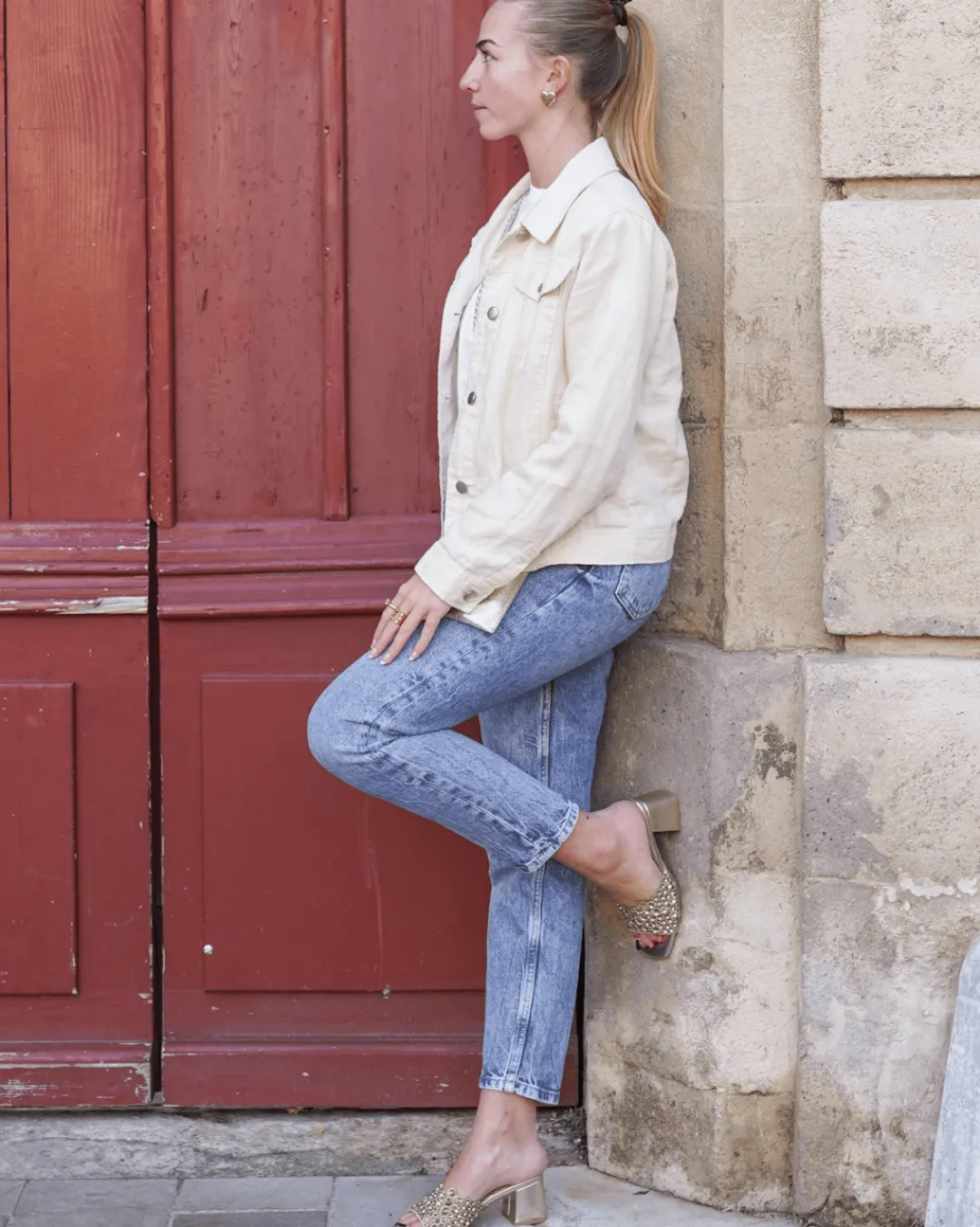 New Casual Mode Sandale femme dée à talon carré - Carlotta Or