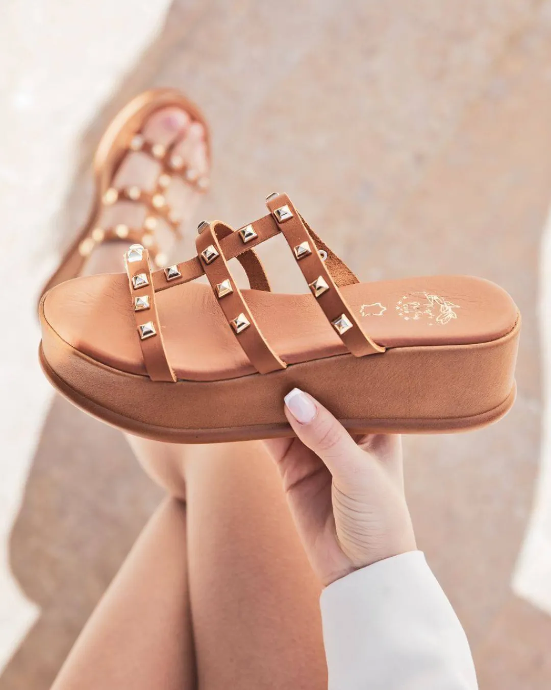 Best Casual Mode Sandale femme en cuir plateforme - MJNP205 Camel