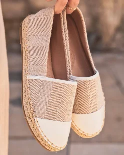 Clearance Casual Mode Sandale femme espadrille he et beige - Jenny Blanc