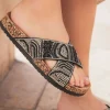 Online Casual Mode Sandale femme mule plate à motif - Delphine Noir