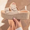 Best Casual Mode Sandale femme mule plateforme - Myriam Beige