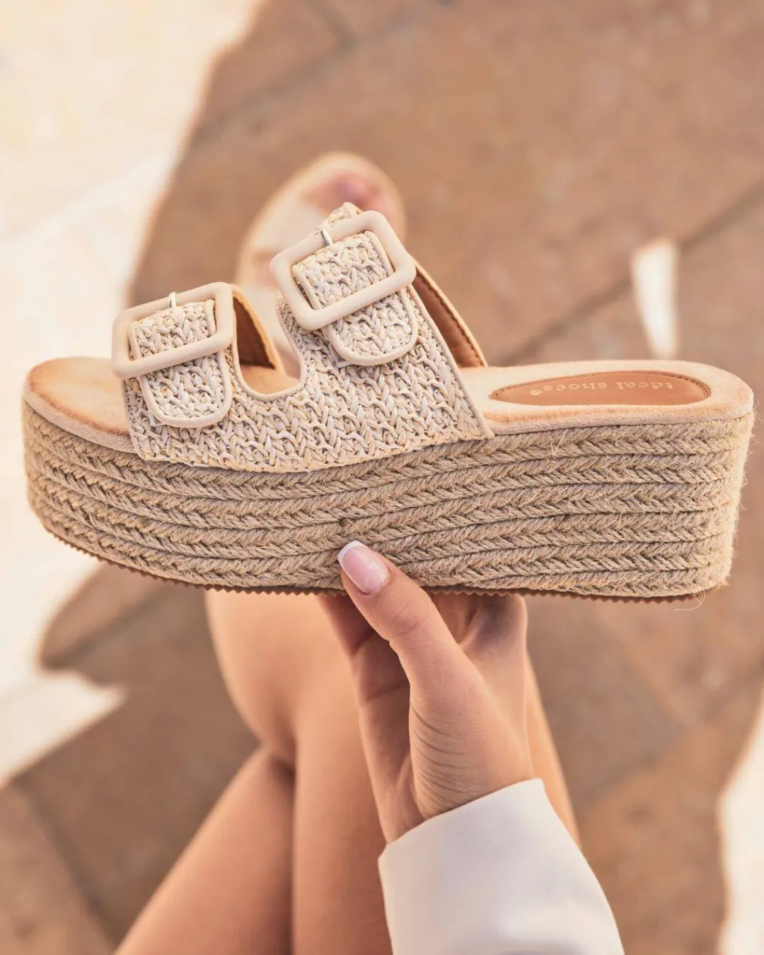 Best Casual Mode Sandale femme mule plateforme - Myriam Beige
