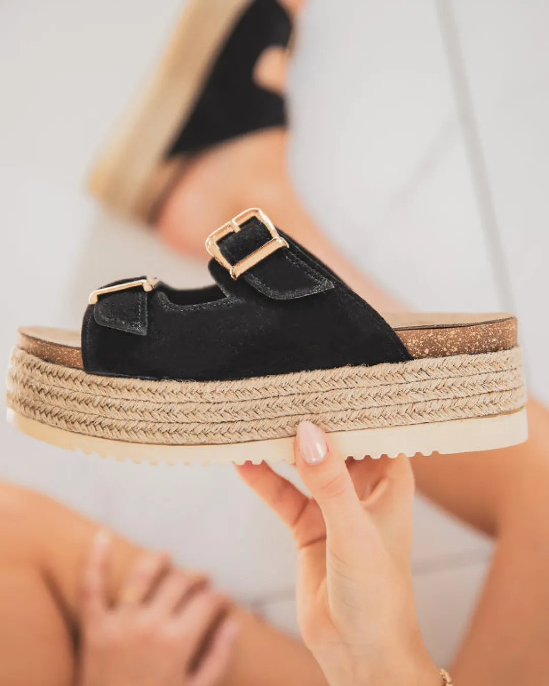 Outlet Casual Mode Sandale femme e mule plateforme en CUIR - MJNP94 Noir