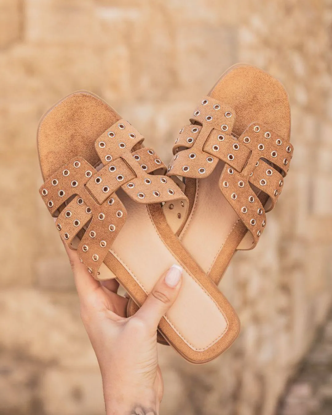 Best Casual Mode Sandale femme plate confort - Béatrice Camel