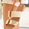Online Casual Mode Sandale femme plate dée - Peggy Or