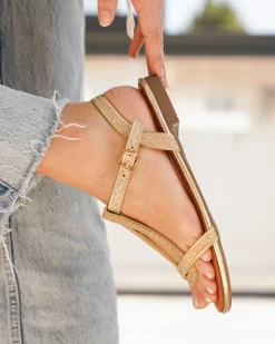 Discount Casual Mode Sandale femme plate dée - Stecy Or