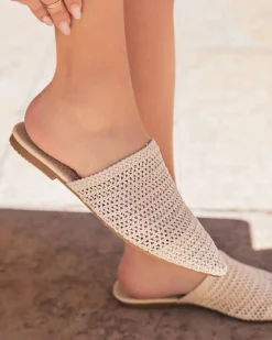 Hot Casual Mode Sandale femme plate mule - Simone Beige