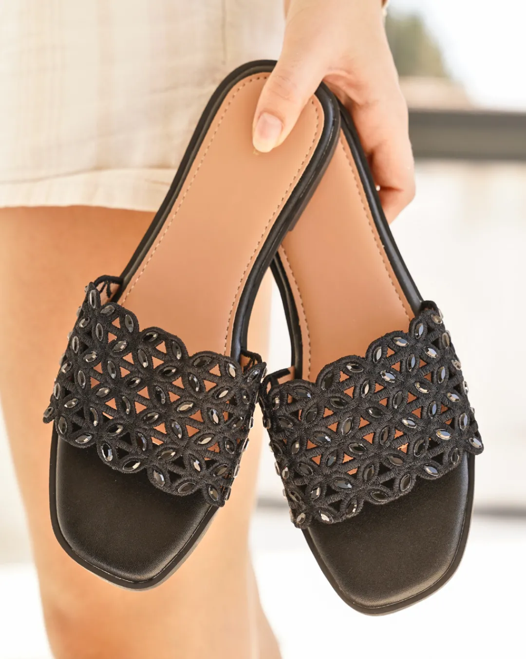 Clearance Casual Mode Sandale femme plate mule e - Tamara Noir