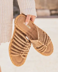 New Casual Mode Sandale femme plate mule - Clelie Camel