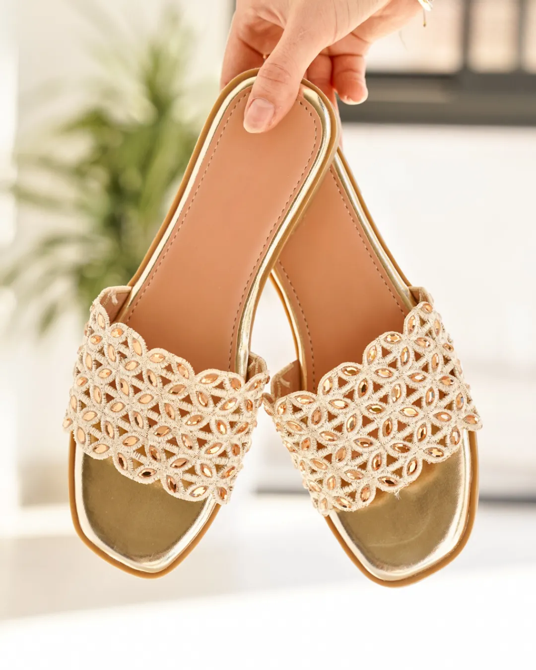 New Casual Mode Sandale femme plate mule dée - Tamara Or