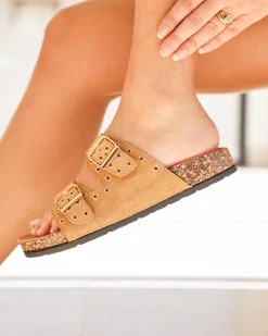 Clearance Casual Mode Sandale femme plate mule - Adelmire Camel