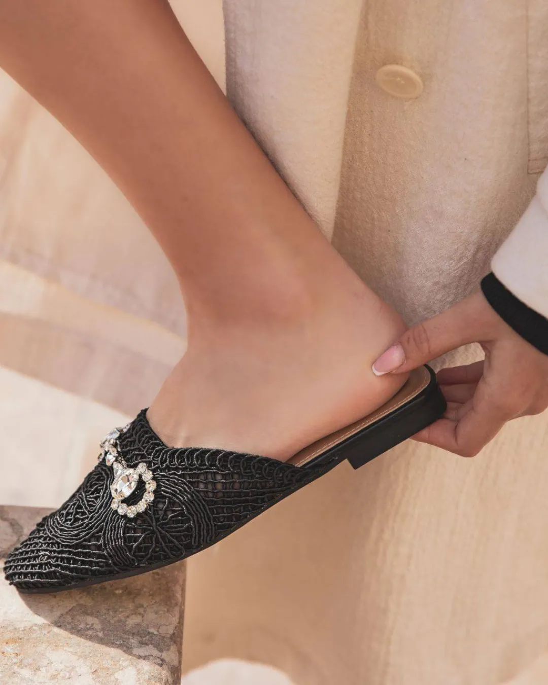 Discount Casual Mode Sandale femme plate mule - Paula Noir