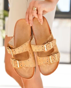 Clearance Casual Mode Sandale femme plate mule - Adelmire Camel