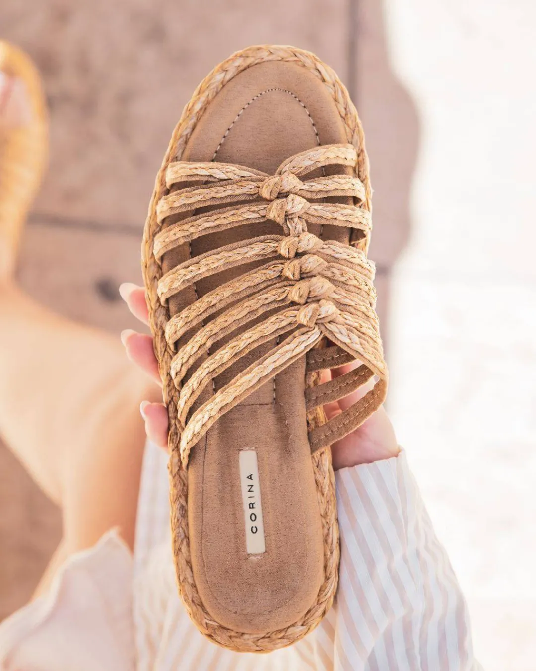 New Casual Mode Sandale femme plate mule - Clelie Camel