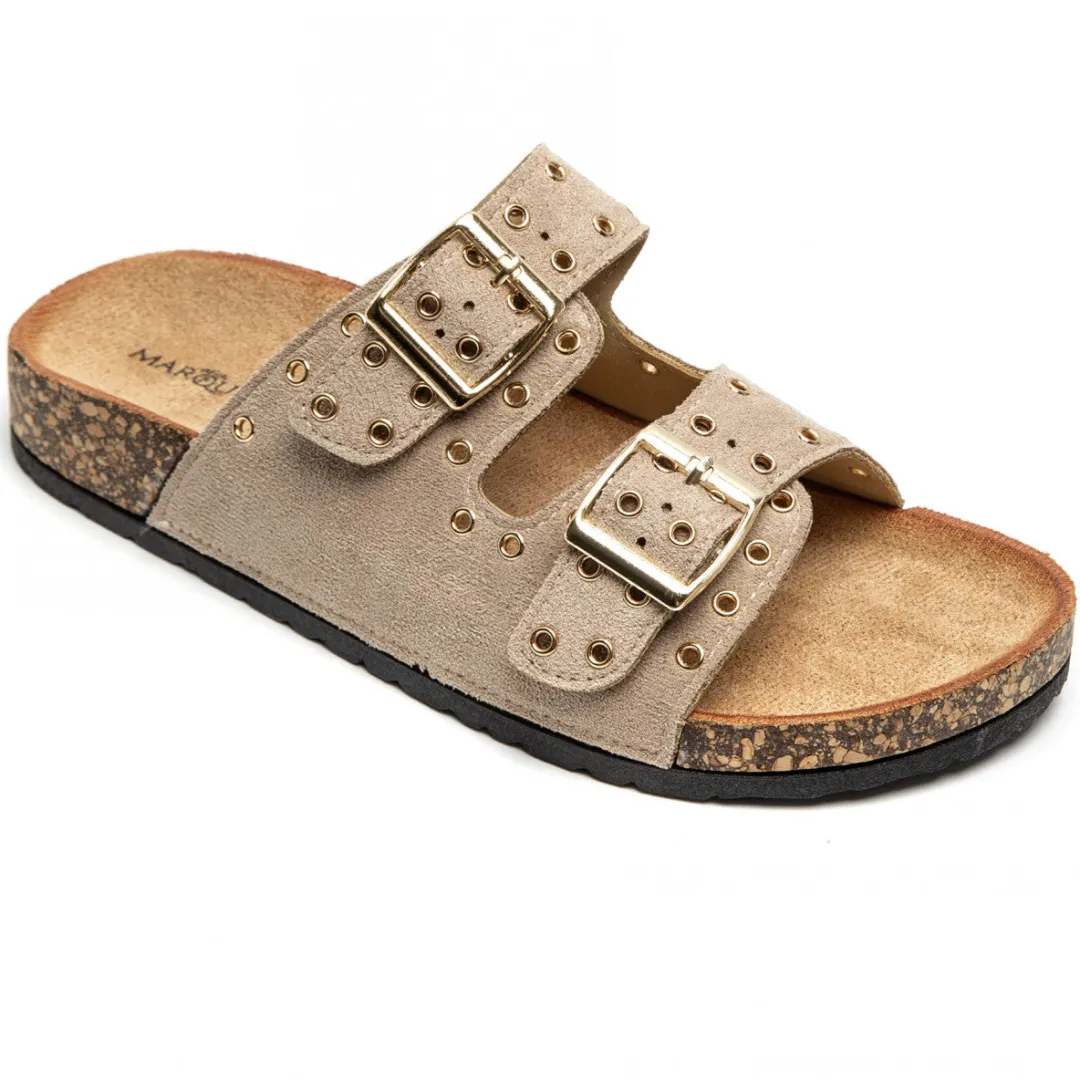 Discount Casual Mode Sandale femme plate mule - Adelmire Taupe