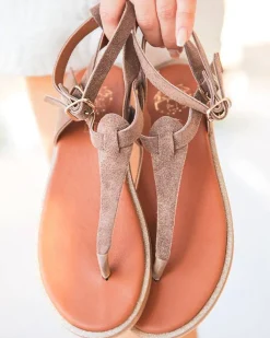 Best Casual Mode Sandale femme plate en CUIR - MJNP85 Taupe