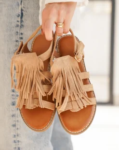 New Casual Mode Sandale femme plate - Laura Taupe
