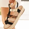 Hot Casual Mode Sandale femme plateforme e - Hélena Noir