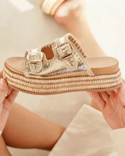 Fashion Casual Mode Sandale femme platefme dée - Rosanna Or