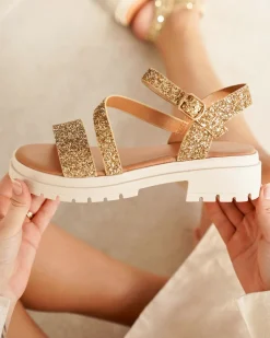 Best Casual Mode Sandale femme platefme dée - Marcia Or
