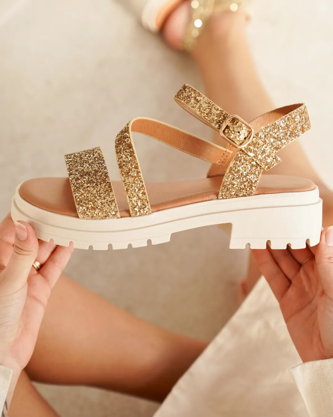Best Casual Mode Sandale femme platefme dée - Marcia Or