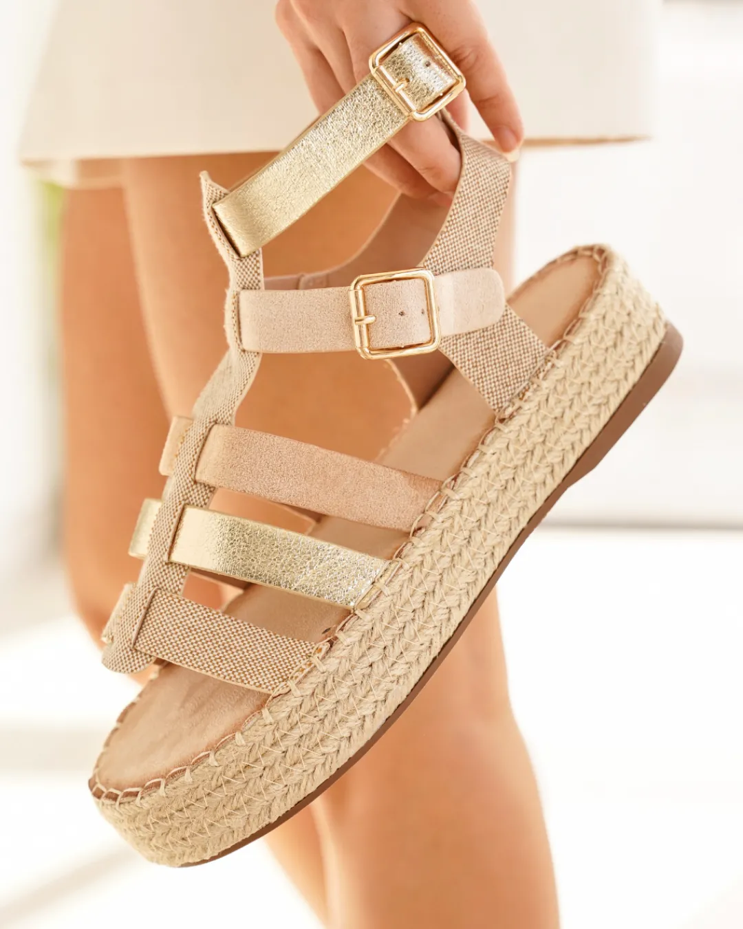Clearance Casual Mode Sandale femme plateforme - Hélena Taupe