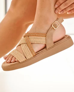Online Casual Mode Sandale femme plateforme - Édina Camel