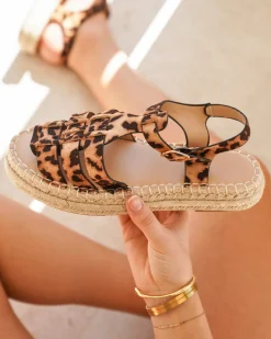 Hot Casual Mode Sandale femme plateforme espadrille léopard - Elvire Leopard