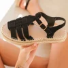 Outlet Casual Mode Sandale femme plateforme espadrille e - Elvire Noir