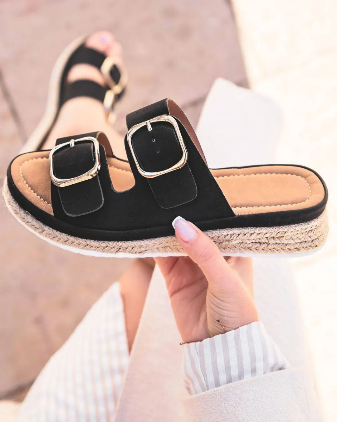Discount Casual Mode Sandale femme plateforme - Perla Noir