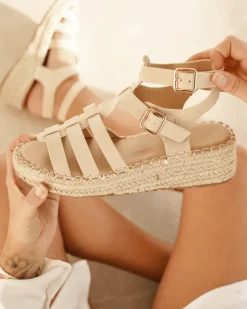 Discount Casual Mode Sandale femme plateforme spartiate - Déborah Beige