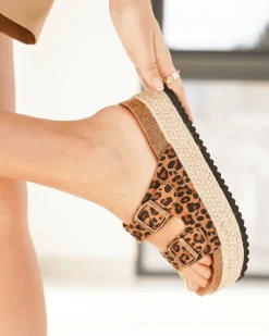 Fashion Casual Mode Sandale femme plateforme mule léopard - Bétina Leopard