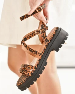 Hot Casual Mode Sandale femme plateforme léopard - Jolene Leopard