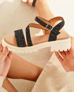 Fashion Casual Mode Sandale femme plateforme e - Marcia Noir