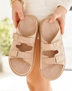 New Casual Mode Sandale femme plateforme mule - Laure Taupe